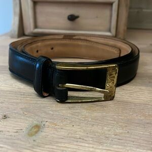 Men’s Leather Belt Italian Full Grain Top & Lining Brass Buckle Size 40 Black